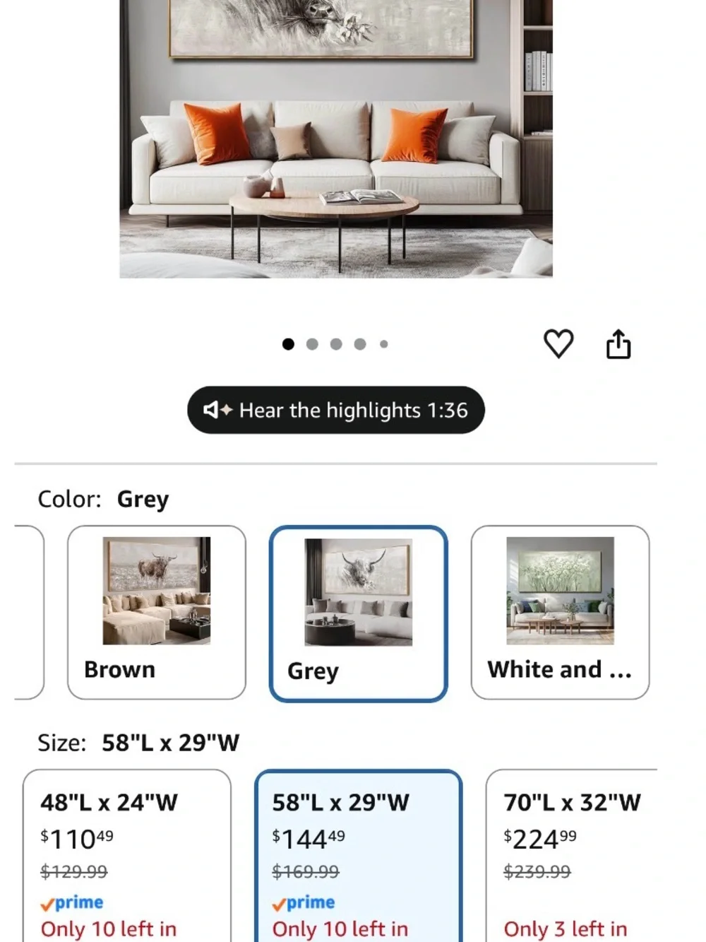 Grey Canvas Wall Art - Modern Living Room Accent